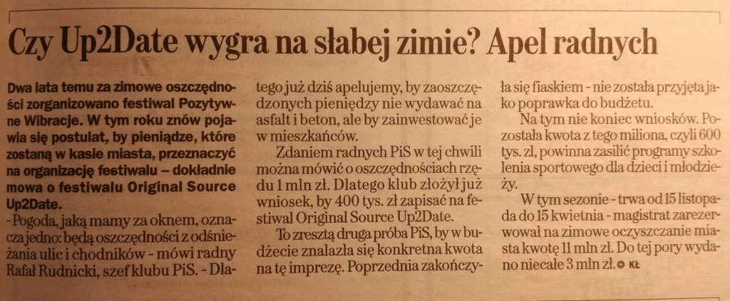 Czy Up To Date wygra na słabej zimie? Gazeta Wyborcza, Białystok, 14 stycznia 2014
